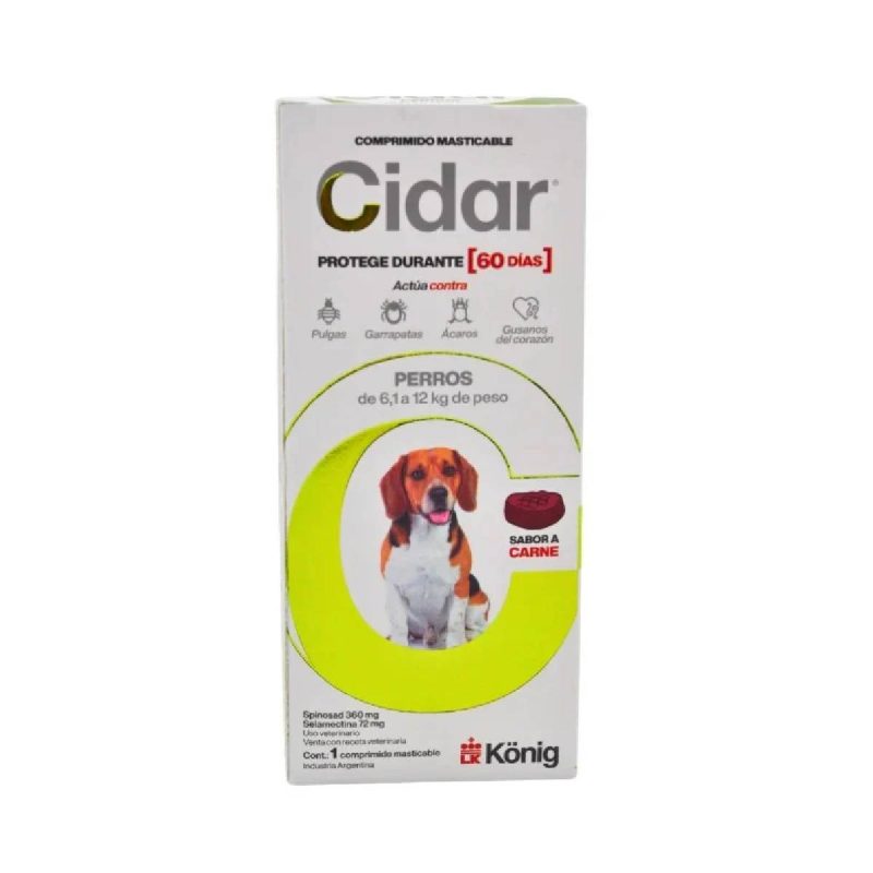 Pastilla Antipulgas Garrapatas Cidar 6/12Kg (60 dias)
